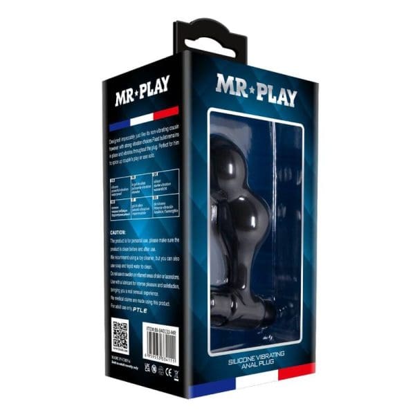 MR PLAY - BLACK SILICONE VIBRATOR ANAL PLUG 10